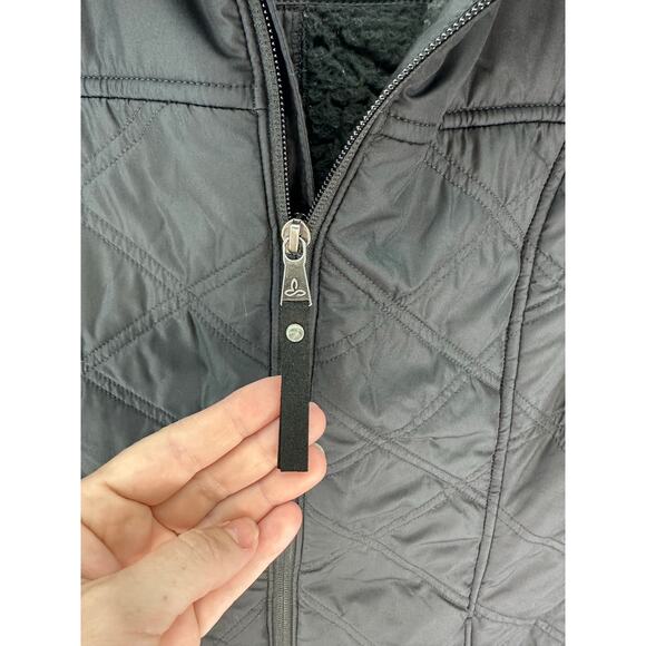 Prana Women's sz XS Esla Coat Black Fleece Quilted Comfort Parka Cozy Outdoors - Picture 4 of 12